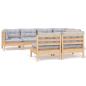 Preview: 7-tlg. Garten-Lounge-Set mit Grauen Kissen Kiefer Massivholz