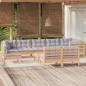Preview: ARDEBO.de - 10-tlg. Garten-Lounge-Set mit Grauen Kissen Kiefer Massivholz