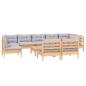 Preview: 10-tlg. Garten-Lounge-Set mit Grauen Kissen Kiefer Massivholz