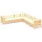 Preview: 7-tlg. Garten-Lounge-Set mit Creme Kissen Massivholz Kiefer