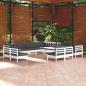 Preview: ARDEBO.de - 13-tlg. Garten-Lounge-Set mit Kissen Weiß Massivholz Kiefer