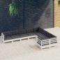 Preview: ARDEBO.de - 9-tlg. Garten-Lounge-Set mit Kissen Weiß Kiefernholz
