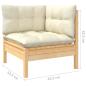 Preview: 11-tlg. Garten-Lounge-Set mit Creme Kissen Kiefernholz
