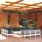Preview: ARDEBO.de - 14-tlg. Garten-Lounge-Set mit Kissen Weiß Kiefernholz
