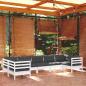 Preview: ARDEBO.de - 7-tlg. Garten-Lounge-Set mit Kissen Weiß Kiefernholz