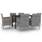 Preview: 7-tlg. Garten-Essgruppe mit Auflagen Poly Rattan und Glas