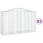 Preview: Gabionen mit Hochbogen 3 Stk. 200x50x120/140cm Verzinktes Eisen