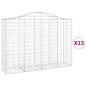 Preview: Gabionen mit Hochbogen 15Stk. 200x50x140/160cm Verzinktes Eisen