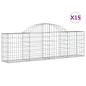 Preview: Gabionen mit Hochbogen 15 Stk. 200x30x60/80 cm Verzinktes Eisen