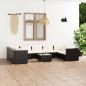 Preview: ARDEBO.de - 10-tlg. Garten-Lounge-Set mit Kissen Poly Rattan Schwarz