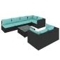 Preview: 8-tlg. Garten-Lounge-Set mit Kissen Schwarz Poly Rattan