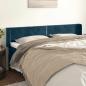 Preview: ARDEBO.de - Kopfteil mit Ohren Dunkelblau 203x16x78/88 cm Samt