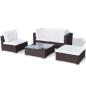 Preview: 5-tlg. Garten-Lounge-Set mit Kissen Poly Rattan Braun