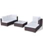 Preview: 5-tlg. Garten-Lounge-Set mit Kissen Poly Rattan Braun