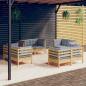 Preview: ARDEBO.de - 8-tlg. Garten-Lounge-Set mit Grauen Kissen Kiefernholz