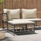 Preview: ARDEBO.de - Gartenhocker mit Beige Kissen Poly Rattan