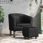 Preview: ARDEBO.de - Clubsessel mit Fußhocker Schwarz Kunstleder