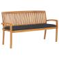 Preview: ARDEBO.de - Stapelbare Gartenbank mit Auflage 159 cm Massivholz Teak