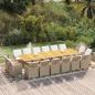 Preview: ARDEBO.de - 17-tlg. Garten-Essgruppe mit Kissen Poly Rattan Beige