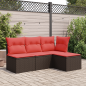 Preview: ARDEBO.de - Gartenhocker mit Kissen Braun 55x55x37 cm Poly Rattan