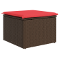 Preview: Gartenhocker mit Kissen Braun 55x55x37 cm Poly Rattan