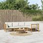Preview: ARDEBO.de - 6-tlg. Garten-Lounge-Set mit Cremeweißen Kissen Bambus