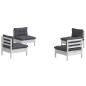 Preview: 4-tlg. Garten-Lounge-Set mit Anthrazit Kissen Kiefernholz