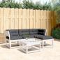 Preview: ARDEBO.de - 4-tlg. Garten-Lounge-Set mit Kissen Weiß Massivholz Kiefer
