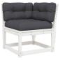 Preview: 4-tlg. Garten-Lounge-Set mit Kissen Weiß Massivholz Kiefer