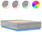 Preview: Bettgestell mit LED Grau Sonoma 150x200 cm Holzwerkstoff