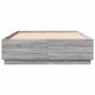 Preview: Bettgestell mit LED Grau Sonoma 150x200 cm Holzwerkstoff