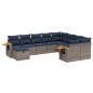 Preview: 10-tlg. Garten-Sofagarnitur mit Kissen Grau Poly Rattan