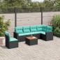 Preview: ARDEBO.de - 7-tlg. Garten-Sofagarnitur mit Kissen Schwarz Poly Rattan