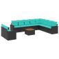 Preview: 11-tlg. Garten-Sofagarnitur mit Kissen Schwarz Poly Rattan