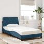 Preview: ARDEBO.de - Bett mit Matratze Blau 100x200 cm Samt