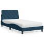 Preview: Bett mit Matratze Blau 100x200 cm Samt