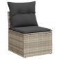 Preview: 4-tlg. Garten-Sofagarnitur mit Kissen Hellgrau Poly Rattan