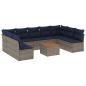 Preview: 10-tlg. Garten-Sofagarnitur mit Kissen Grau Poly Rattan