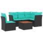 Preview: 6-tlg. Garten-Sofagarnitur mit Kissen Schwarz Poly Rattan