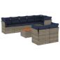 Preview: 9-tlg. Garten-Sofagarnitur mit Kissen Grau Poly Rattan