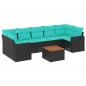 Preview: 8-tlg. Garten-Sofagarnitur mit Kissen Schwarz Poly Rattan