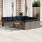 Preview: ARDEBO.de - 12-tlg. Garten-Sofagarnitur mit Kissen Grau Poly Rattan