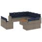 Preview: 12-tlg. Garten-Sofagarnitur mit Kissen Grau Poly Rattan