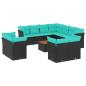 Preview: 12-tlg. Garten-Sofagarnitur mit Kissen Schwarz Poly Rattan
