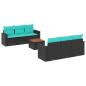 Preview: 7-tlg. Garten-Sofagarnitur mit Kissen Schwarz Poly Rattan