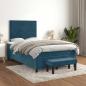 Preview: ARDEBO.de - Boxspringbett mit Matratze Dunkelblau 120x190 cm Samt