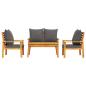Preview: 4-tlg. Garten-Lounge-Set mit Kissen Massivholz Akazie