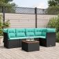 Preview: ARDEBO.de - 6-tlg. Garten-Sofagarnitur mit Kissen Schwarz Poly Rattan