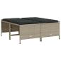 Preview: Gartenhocker mit Kissen 4 Stk. Hellgrau Poly Rattan