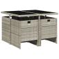 Preview: 5-tlg. Garten-Essgruppe mit Kissen Hellgrau Poly Rattan